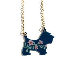Scottish Terrier Choker Gold Chain & Navy Blue Dog